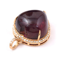 12.32 Ct Heart Cabochon Natural Rubellite 14K Gold Pendant