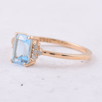 1.40 Ct Octagon Step Cut Natural Topaz 14K Gold Ring