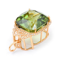 13.84 Ct Cushion Natural Eridot 14K Gold Pendant