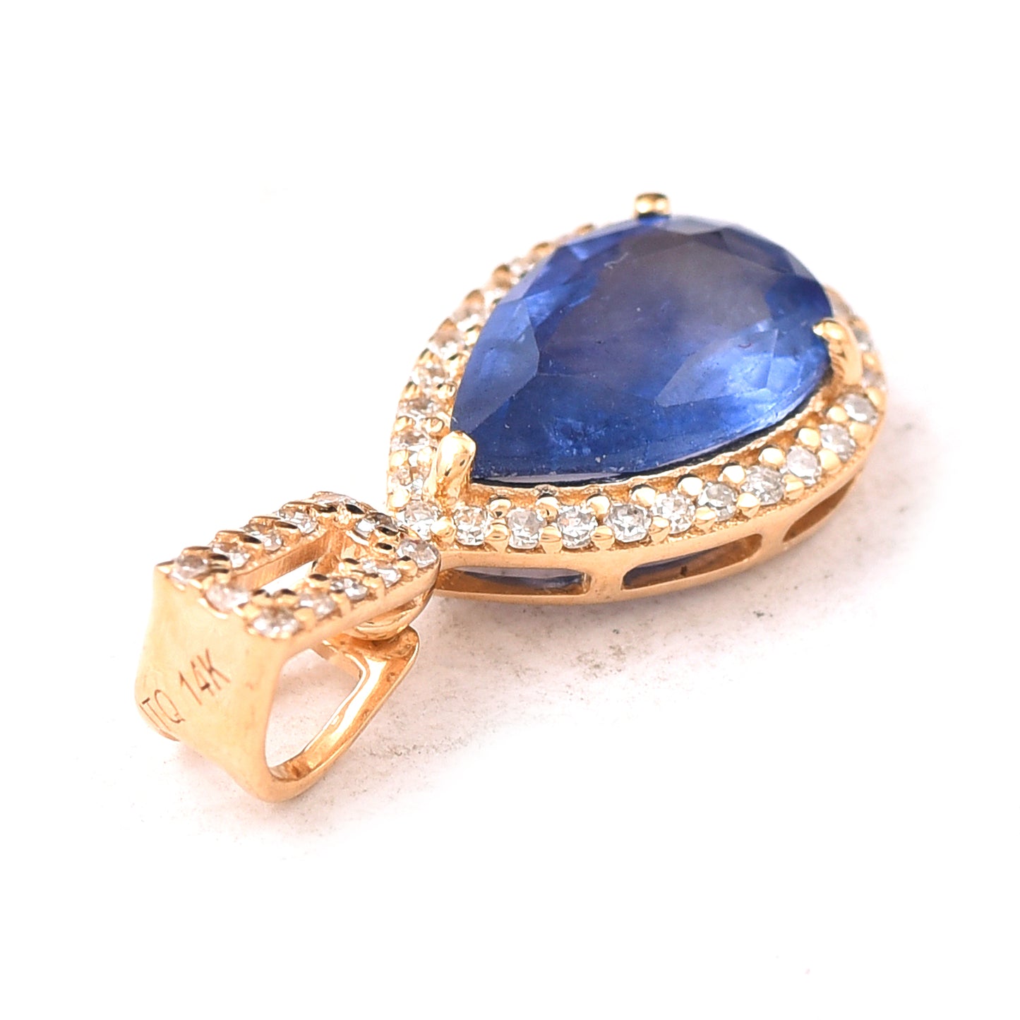 1.40 Ct Pear Mixed Cut Natural Sapphire 14K Gold Pendant