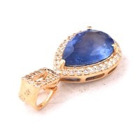 1.40 Ct Pear Mixed Cut Natural Sapphire 14K Gold Pendant