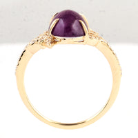3.81 Ct Oval Cabochon Natural Corundum Ruby 14K Gold Ring