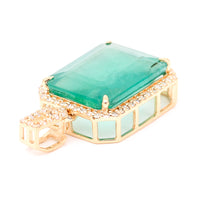 5.79 Ct Octagon Natural Emerald 14K Gold Pendant