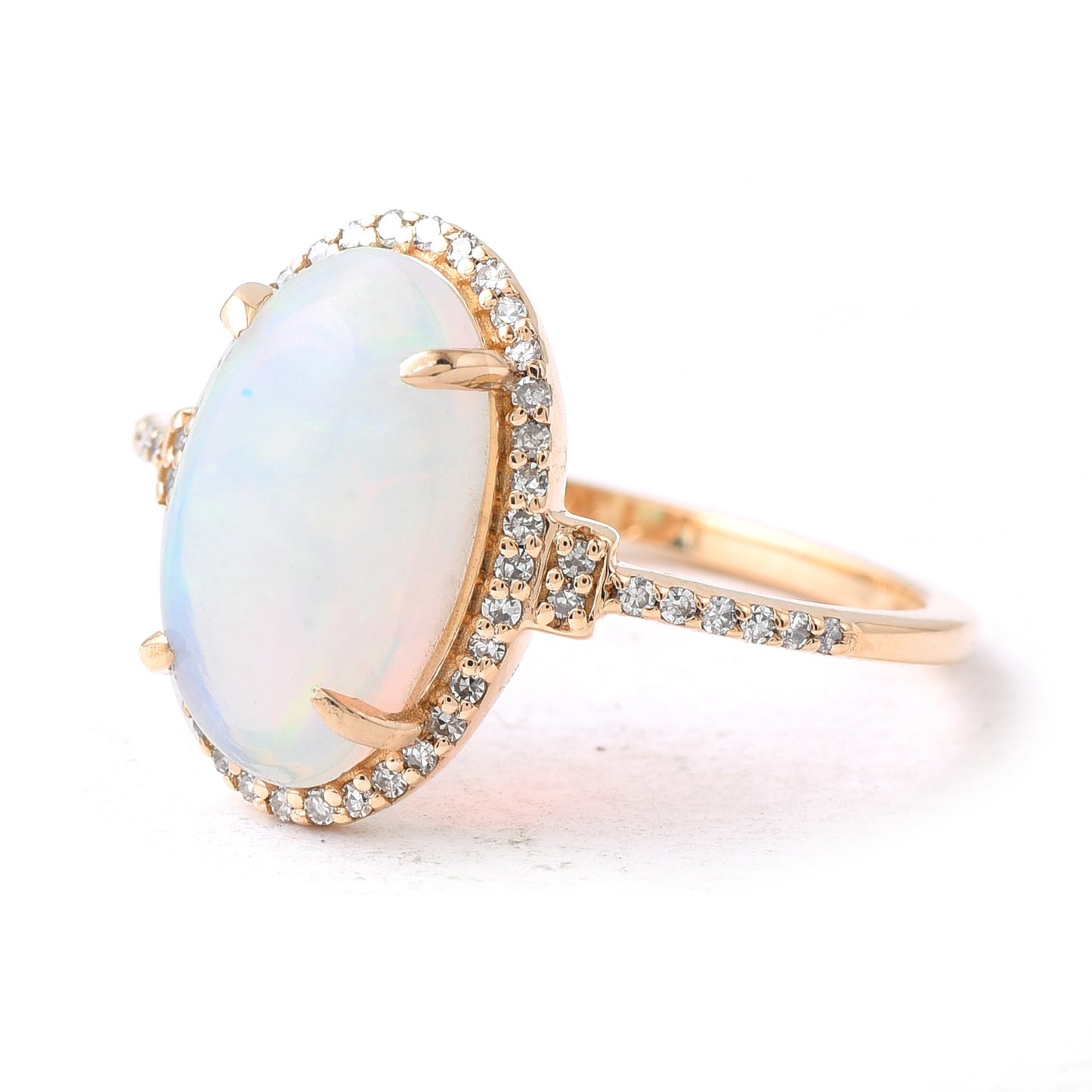 1.81 Ct Oval Cabochon Cut Natural Opal 14K Gold Ring