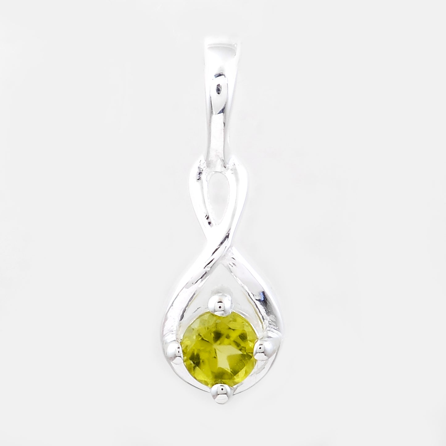 0.12 Ct Round Peridot, 925 Sterling Silver Pendant