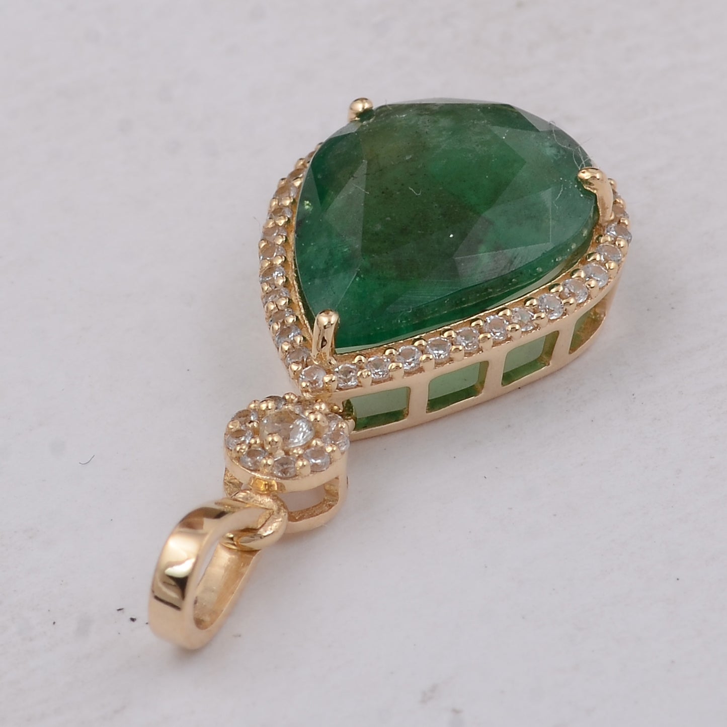 3.41 Ct Pear Emerald 9K Gold Pendant