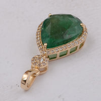 3.41 Ct Pear Emerald 9K Gold Pendant