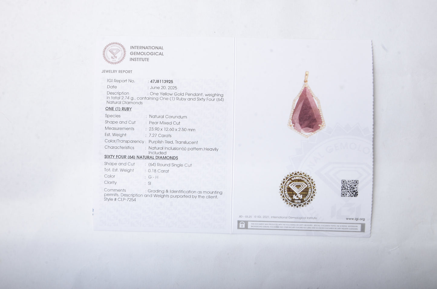 7.45 Ct Pear Mixed Cut Natural Corundum Ruby 14K Gold Pendant