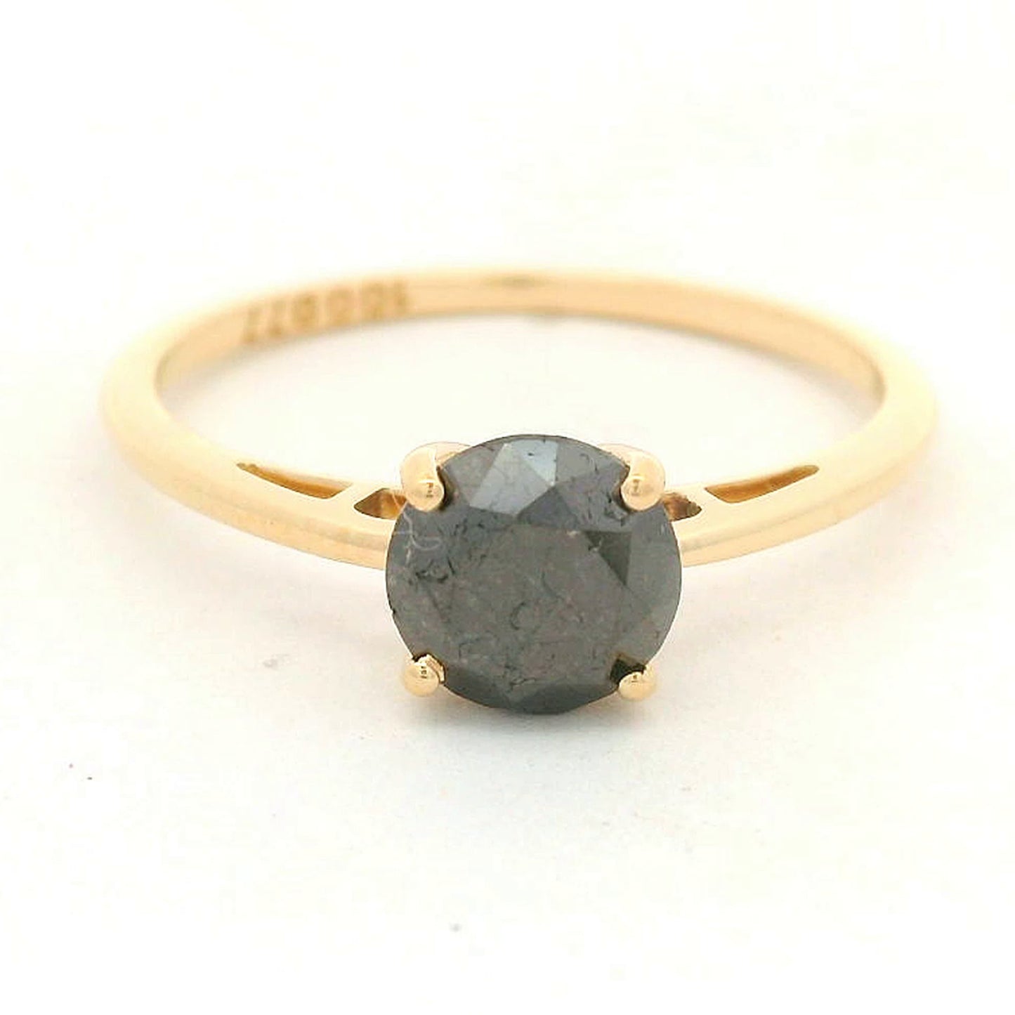 1.14 Ct Round Black Diamond 14K Gold Ring