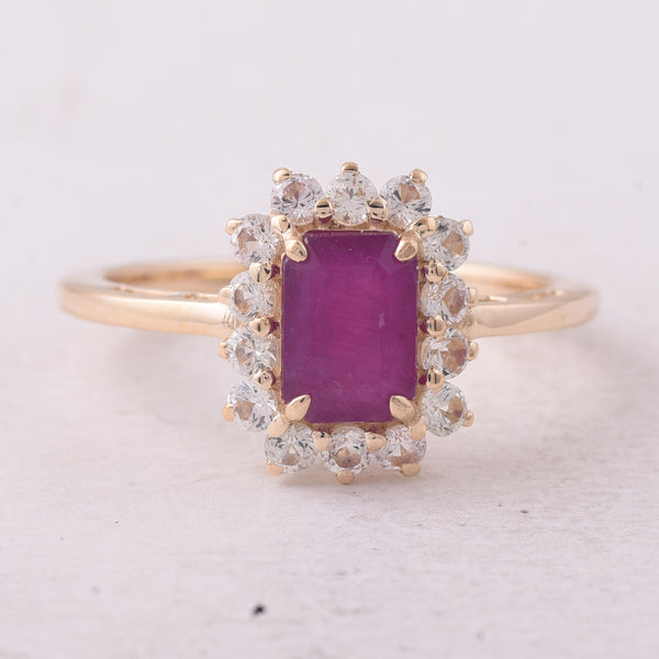 1.93 Ct Octagon Ruby 9K Gold Ring