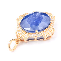 4.54 Ct Oval Mixed Cut Natural Sapphire 14K Gold Pendant