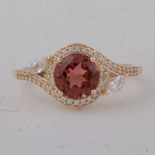 1.96 Ct Round Tourmaline 9K Gold Ring