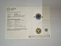 3.77 Ct Oval Mixed Cut Lab Grown Sapphire 14K Gold Ring
