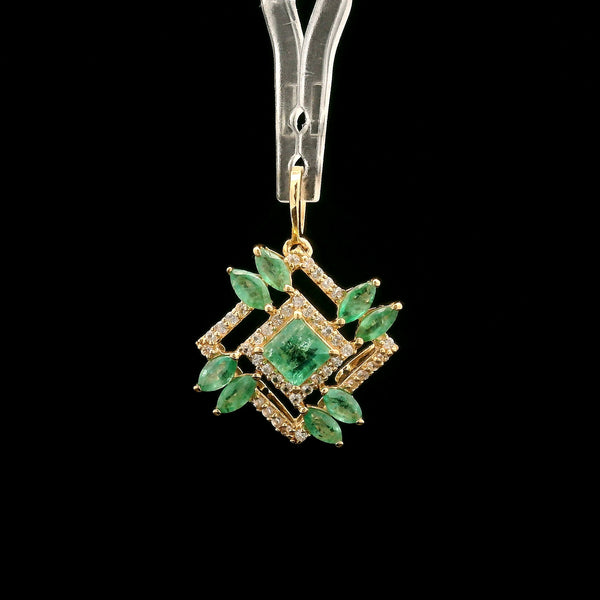 1.19 Ct Square Emerald 14K Gold Pendant