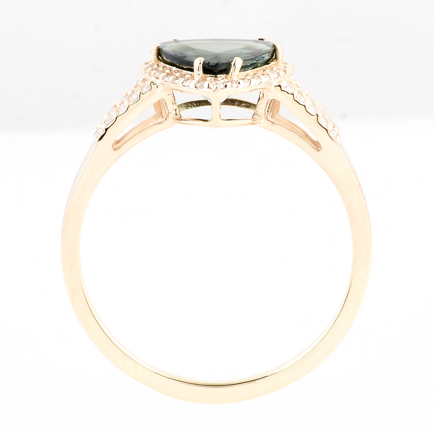 1.36 Ct Triangular Mixed Cut Natural Tourmaline 14K Gold Ring