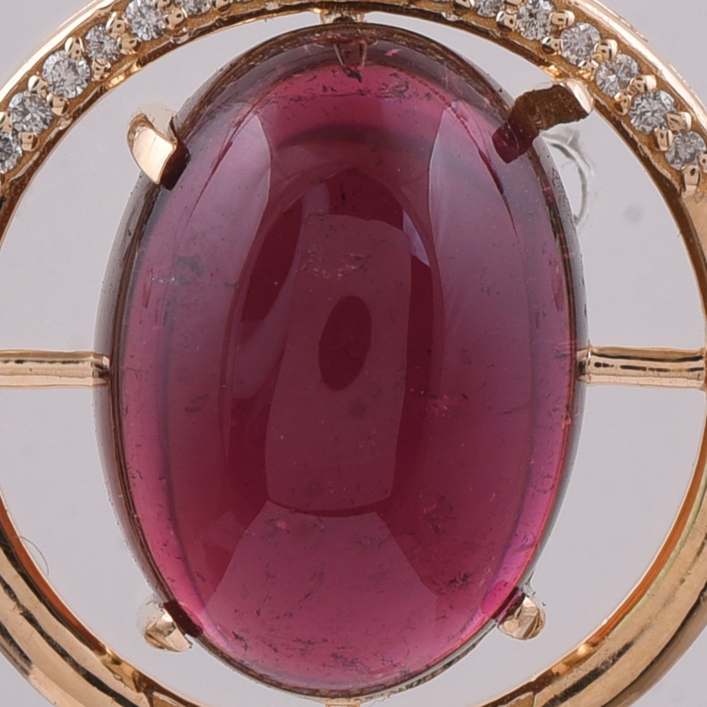 9.05 Ct Oval Cabochon Cut Natural Tourmaline 14K Gold Pendant