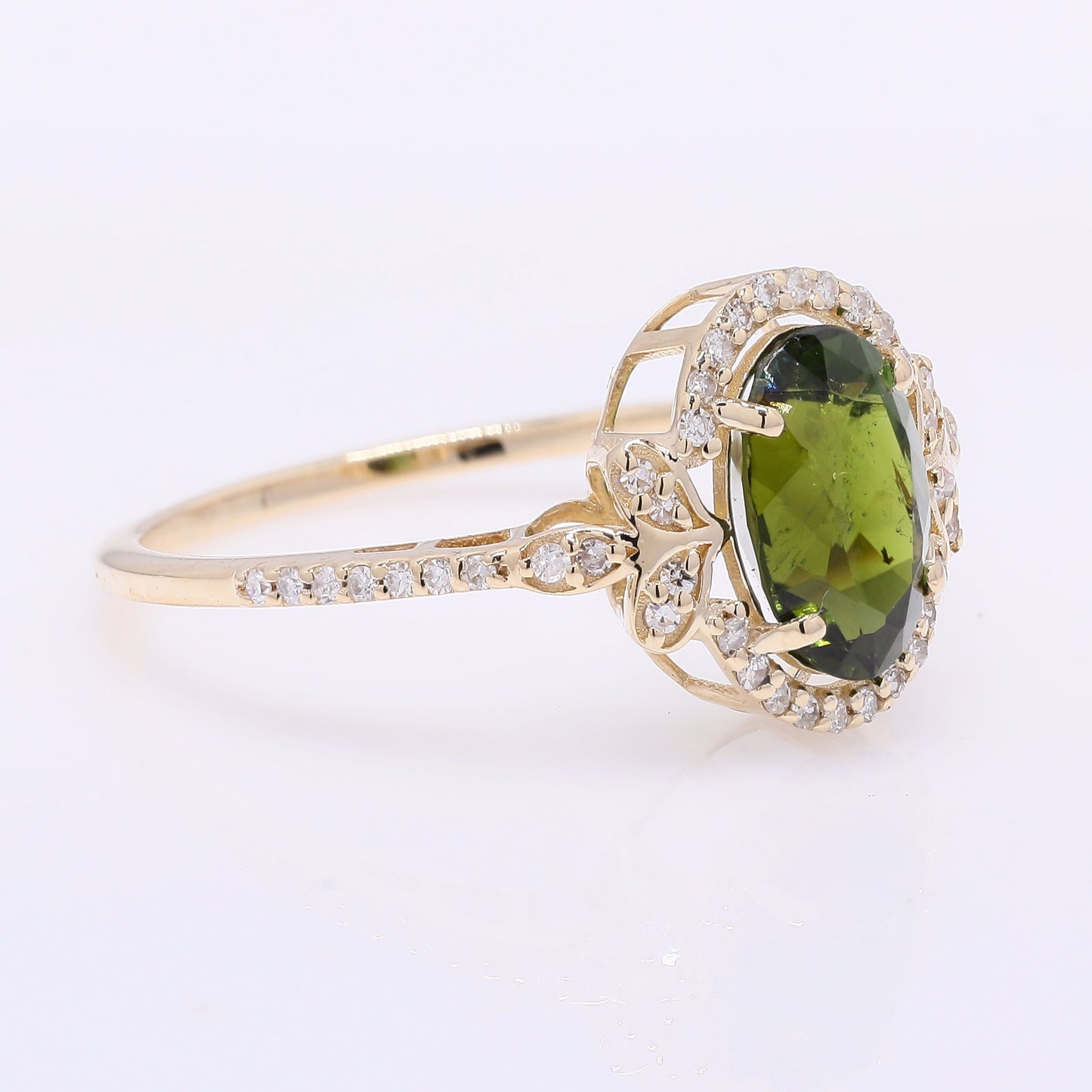 1.69 Ct Oval Mixed Cut Natural Tourmaline 14K Gold Ring