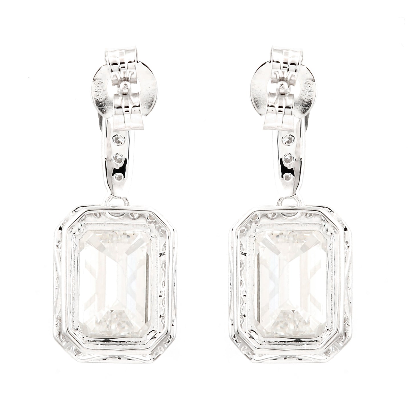 6.36 Ct Emerald Cut Lab Grown Diamond 14K Gold Earrings