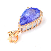 4.02 Ct Pear Mixed Cut Natural Tanzanite 14K Gold Pendant