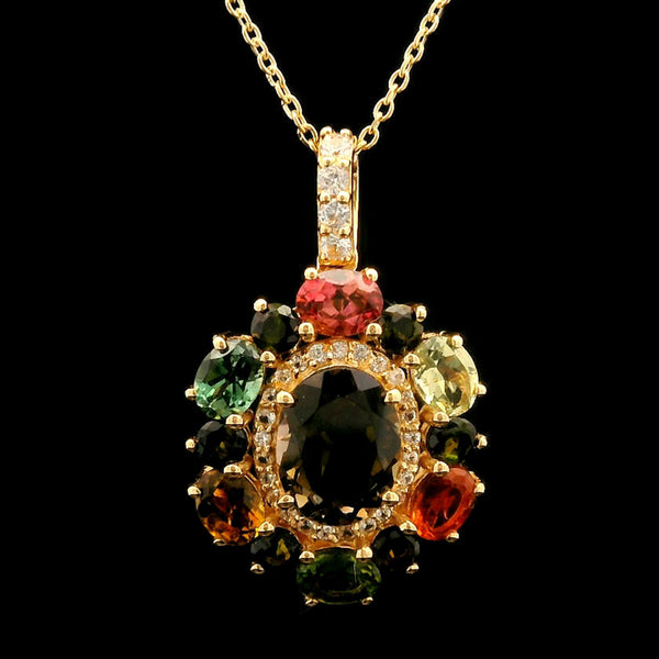 2.81 Ct Oval Tourmaline 14K Gold Pendant