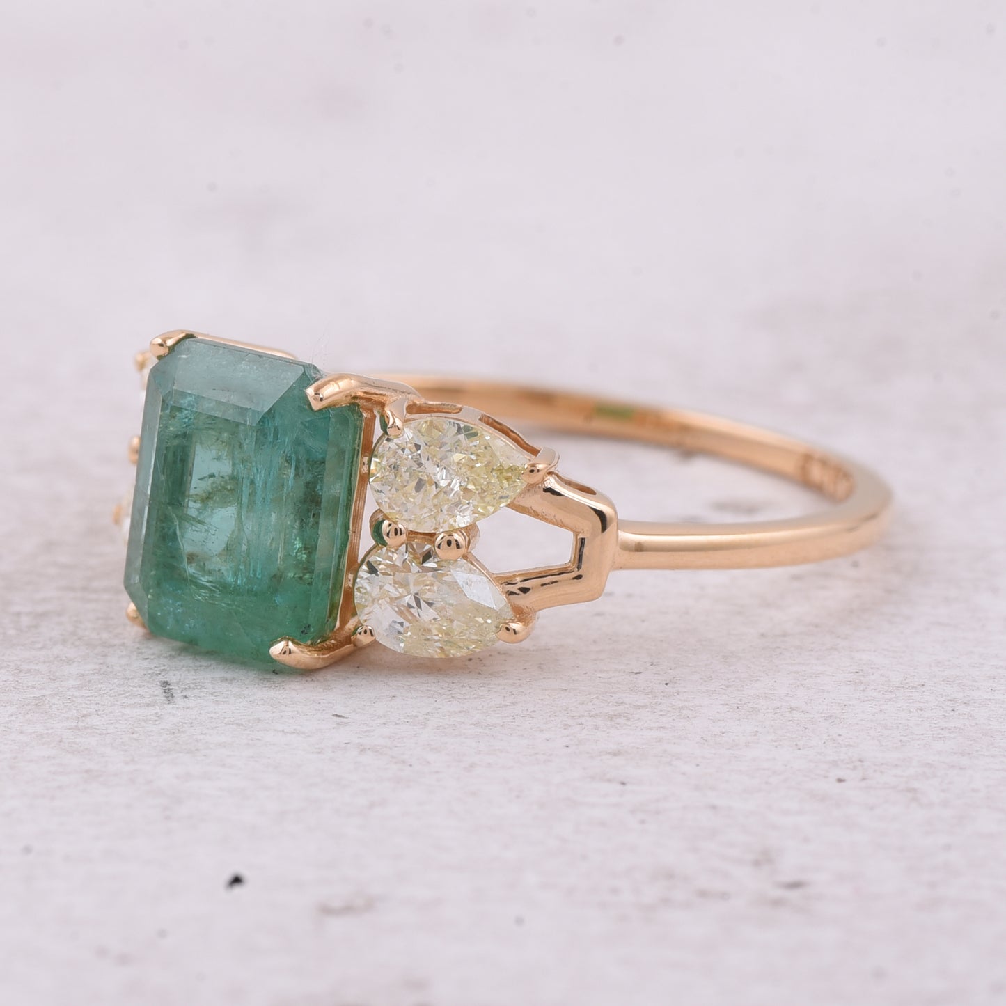 2.49 Ct Octagon Step Cut Natural Emerald 14K Gold Ring