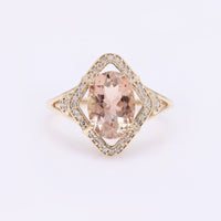 2.19 Ct Oval Mixed Cut Natural Plagioclase Feldspar Sunstone 14K Gold Ring