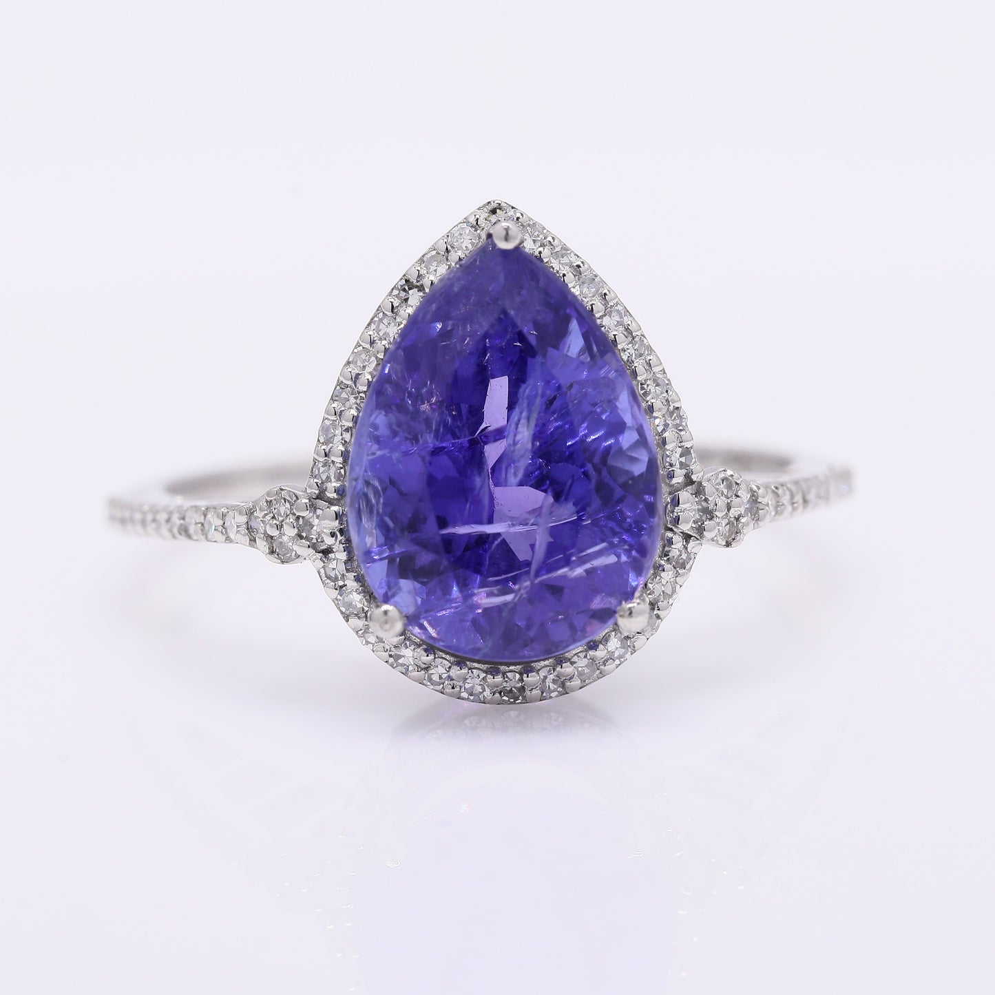 4.54 Ct Pear Mixed Cut Natural Tanzanite 950 Platinum Ring