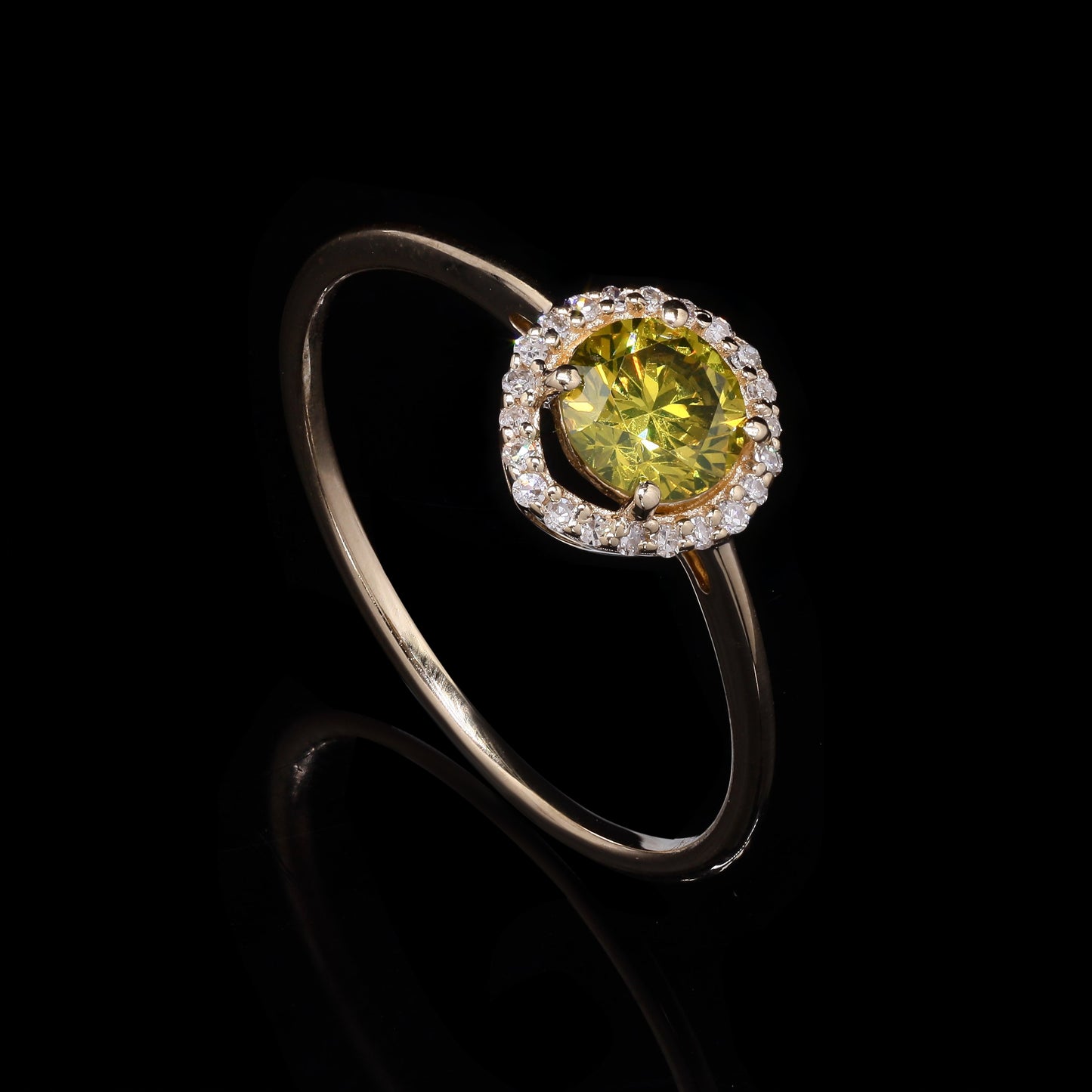 0.57 Ct Round Yellow Diamond 14K Gold Ring