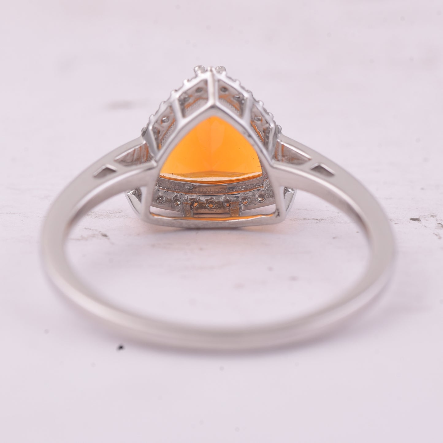 1.06 Ct Triangle Mixed Cut Natural Fire Opal 950 Platinum Ring
