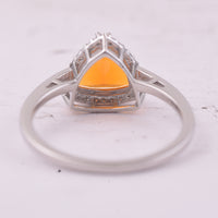 1.06 Ct Triangle Mixed Cut Natural Fire Opal 950 Platinum Ring
