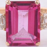 2.88 Ct Octagon Step Cut Natural Topaz 14K Gold Ring