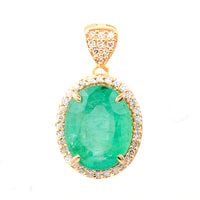 2.49 Ct Oval Mixed Cut Natural Emerald 14K Gold Pendant