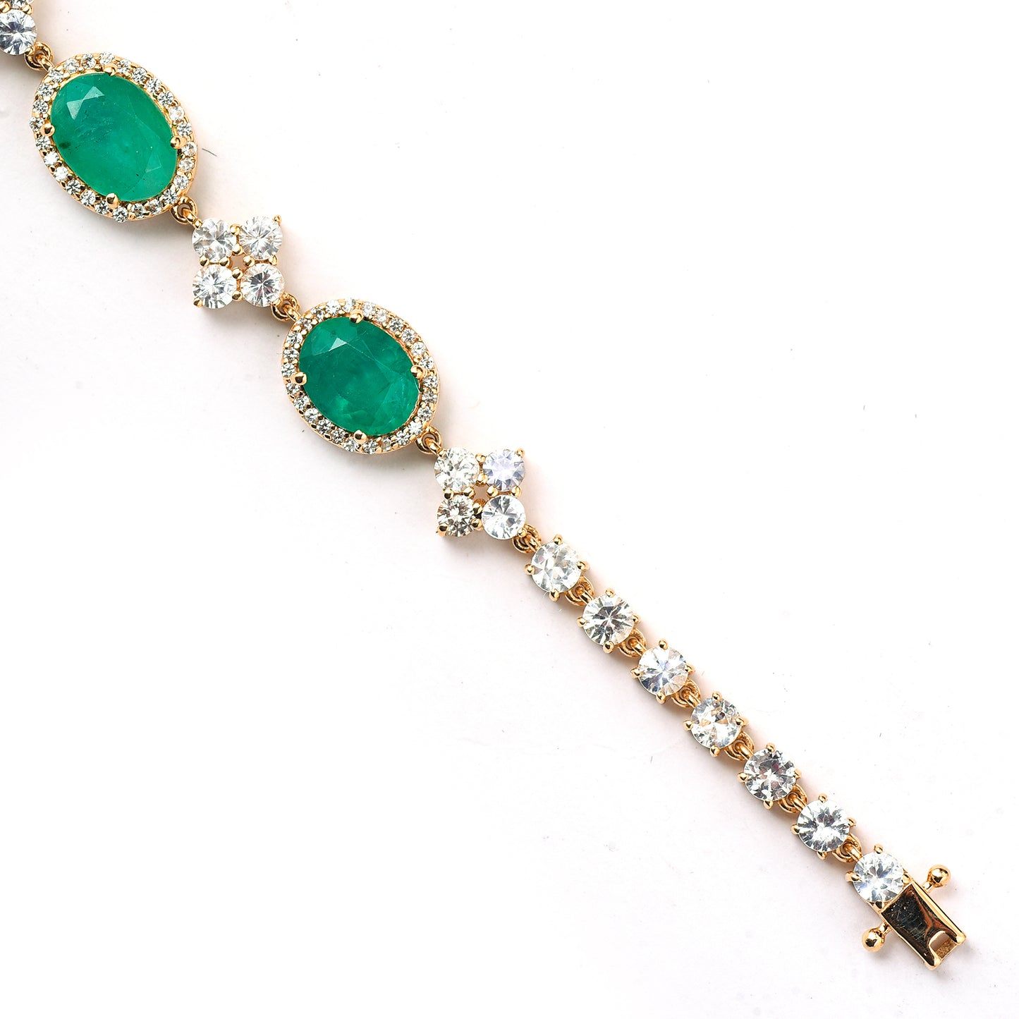 12.09 Ct Octagon, Oval Emerald 14K Gold Bracelet