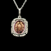 5.06 Ct Oval Pink Topaz, White Zircon 925 Sterling Silver Pendant