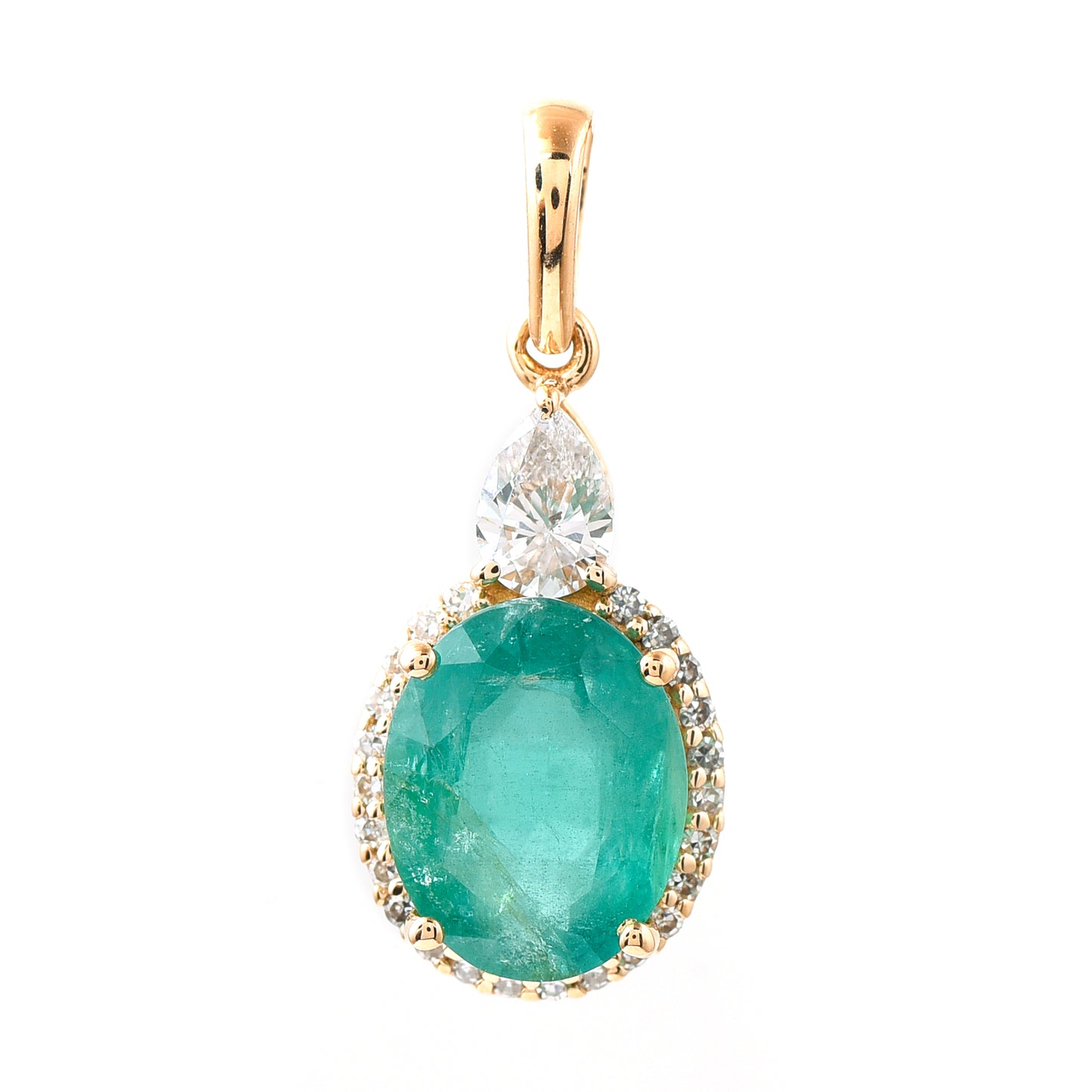 2.08 Ct Oval Emerald 14K Gold Pendant