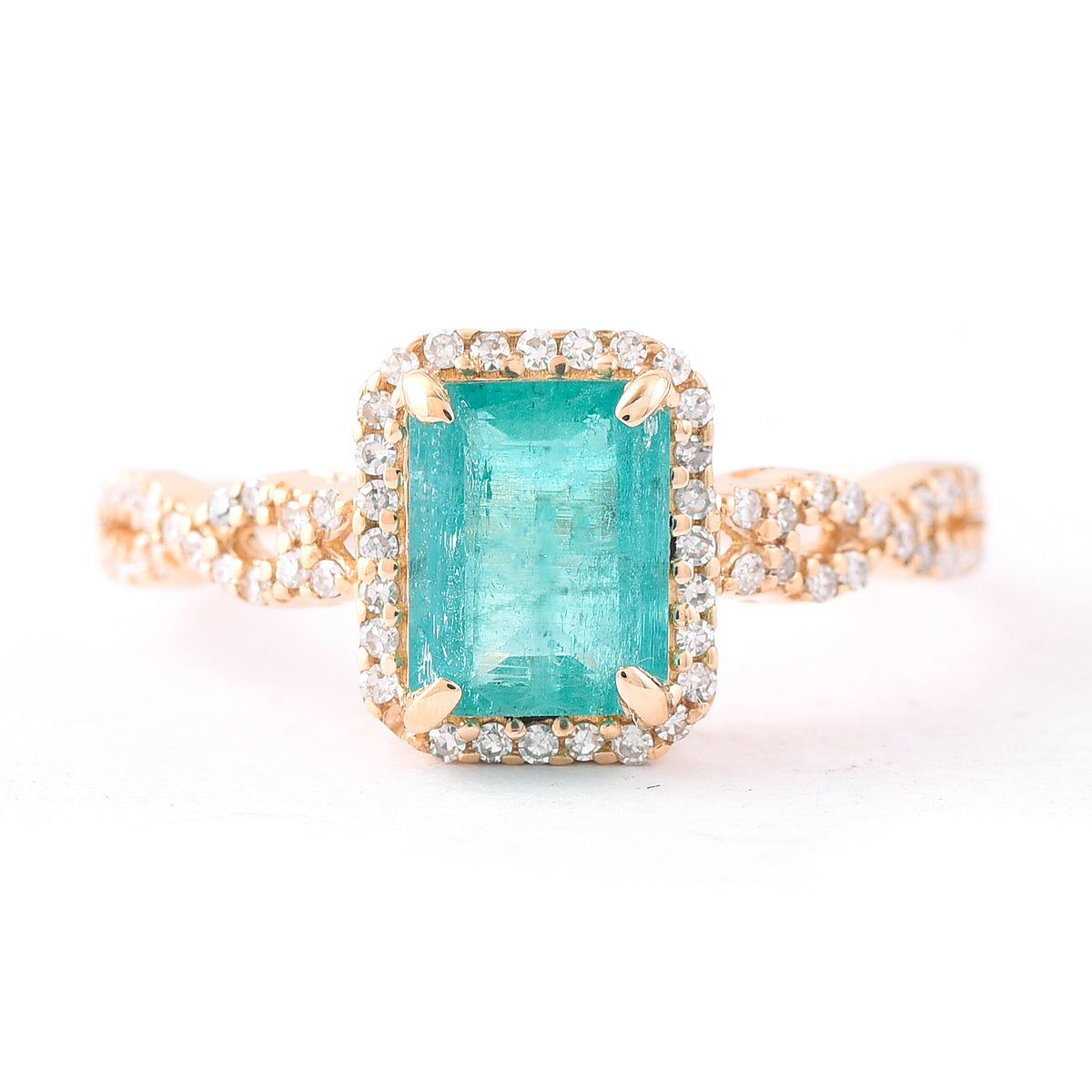 1.46 Ct Octagon Step Cut Natural Emerald 14K Gold Ring