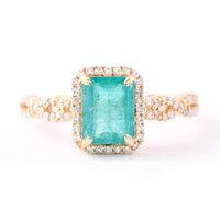 1.46 Ct Octagon Step Cut Natural Emerald 14K Gold Ring