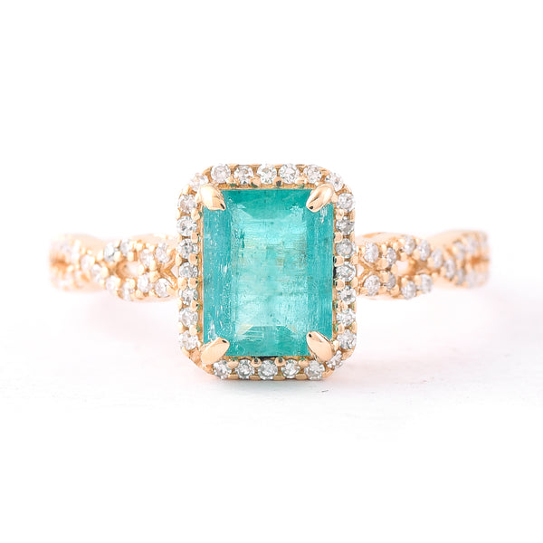 1.46 Ct Octagon Step Cut Natural Emerald 14K Gold Ring