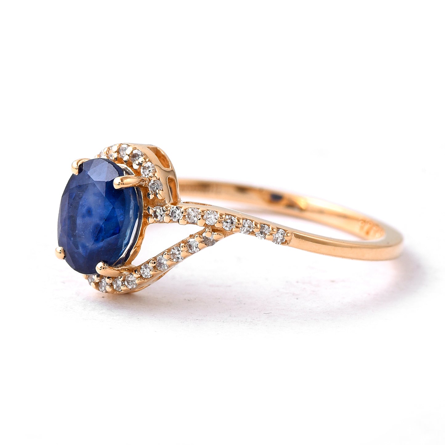 1.40 Ct Oval Mixed Cut Natural Sapphire 14K Gold Ring
