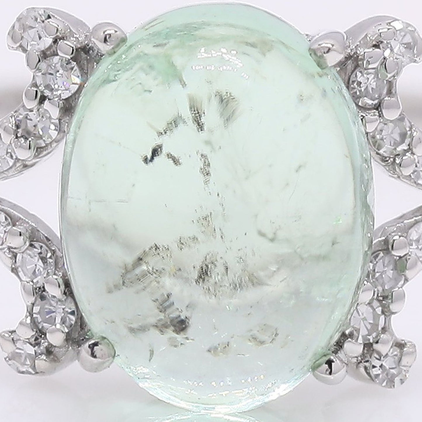 1.95 Ct Oval Cabochon Cut Natural Tourmaline 950 Platinum Ring