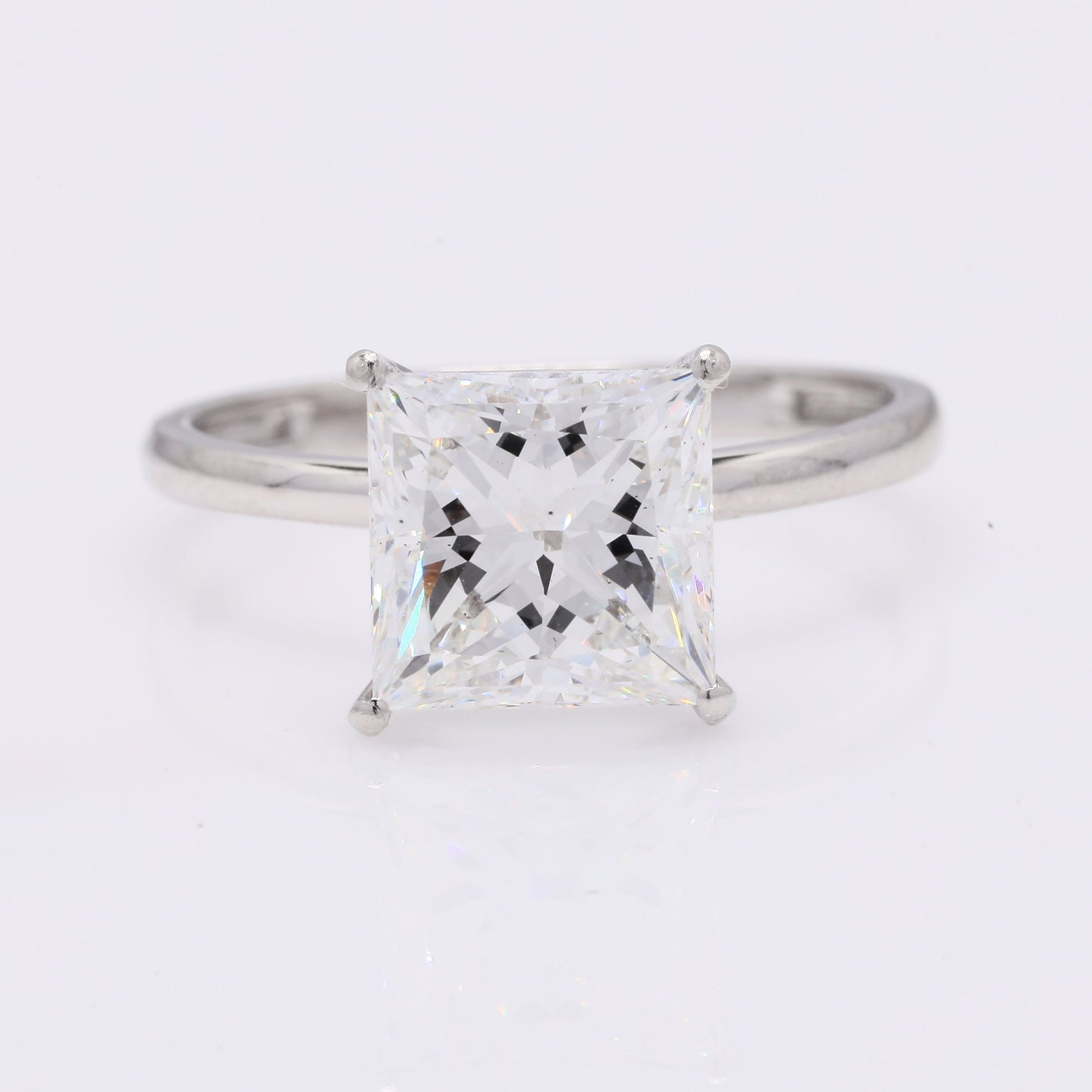 2.99 Ct Princess Cut Lab Grown Diamond 950 Platinum Ring