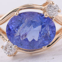 2.18 Ct Oval Natural Tanzanite 14K Gold Ring