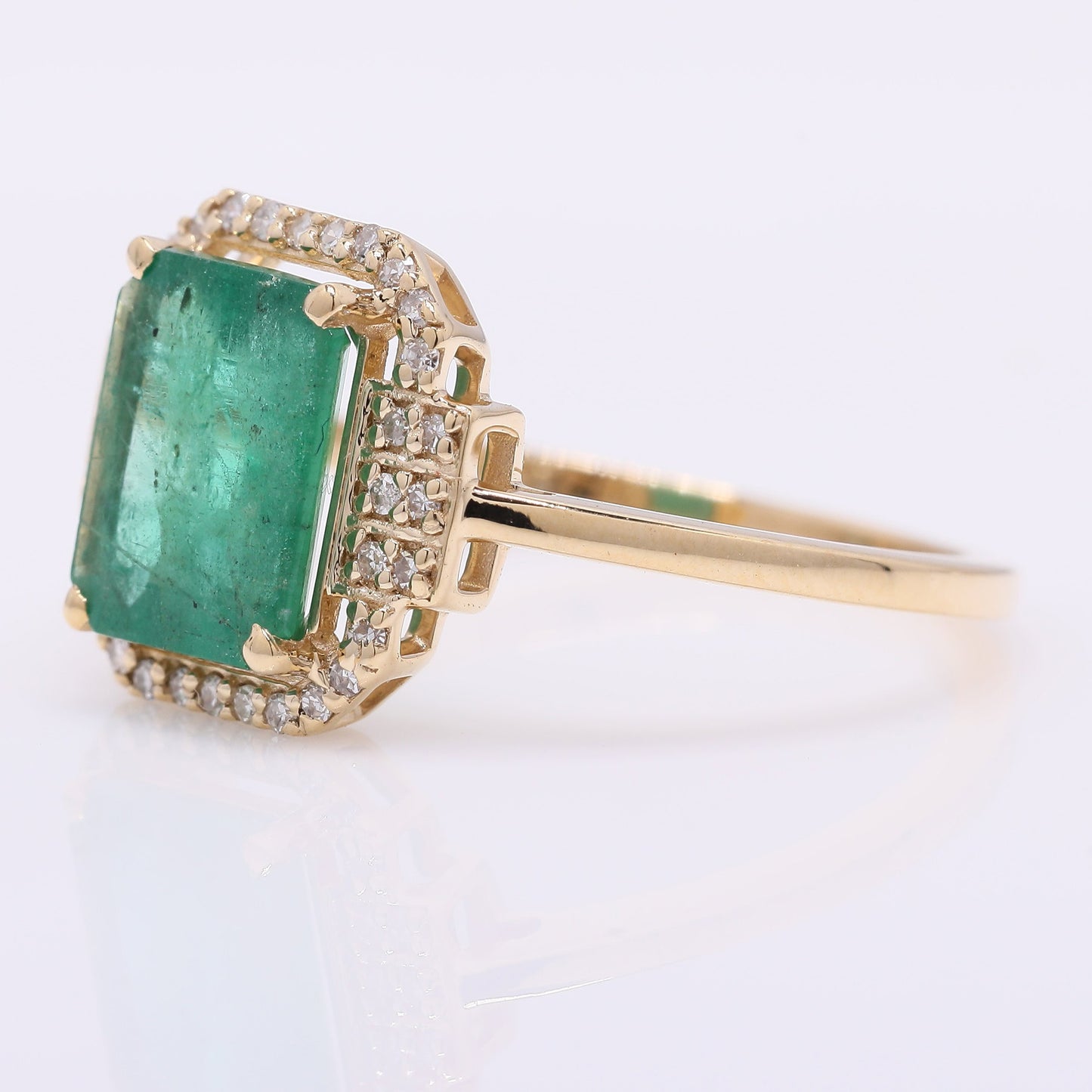 1.65 Ct Octagon Step Cut Natural Emerald 14K Gold Ring
