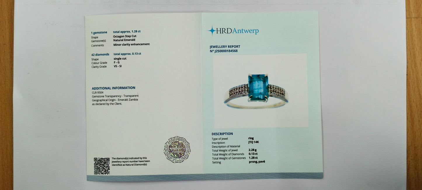 1.41 Ct Octagon Step Cut Natural Emerald 14K Gold Ring