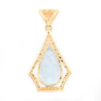 2.17 Ct Pear Mixed Cut Natural Aquamarine 14K Gold Pendant