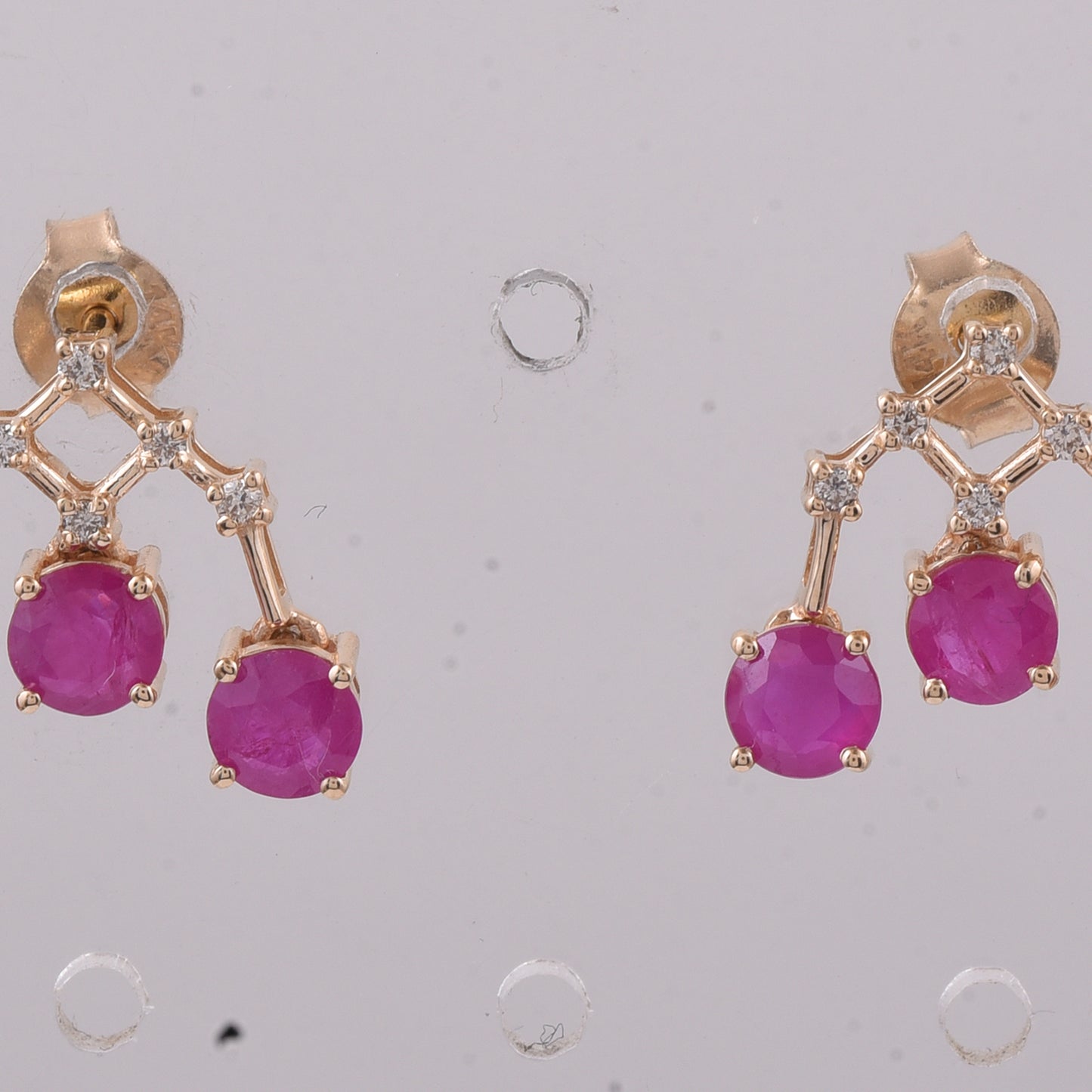 1.76 Ct Round Natural Ruby 14K Gold Earrings