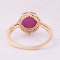 3.97 Ct Round Mixed Cut Natural Ruby 14K Gold Ring