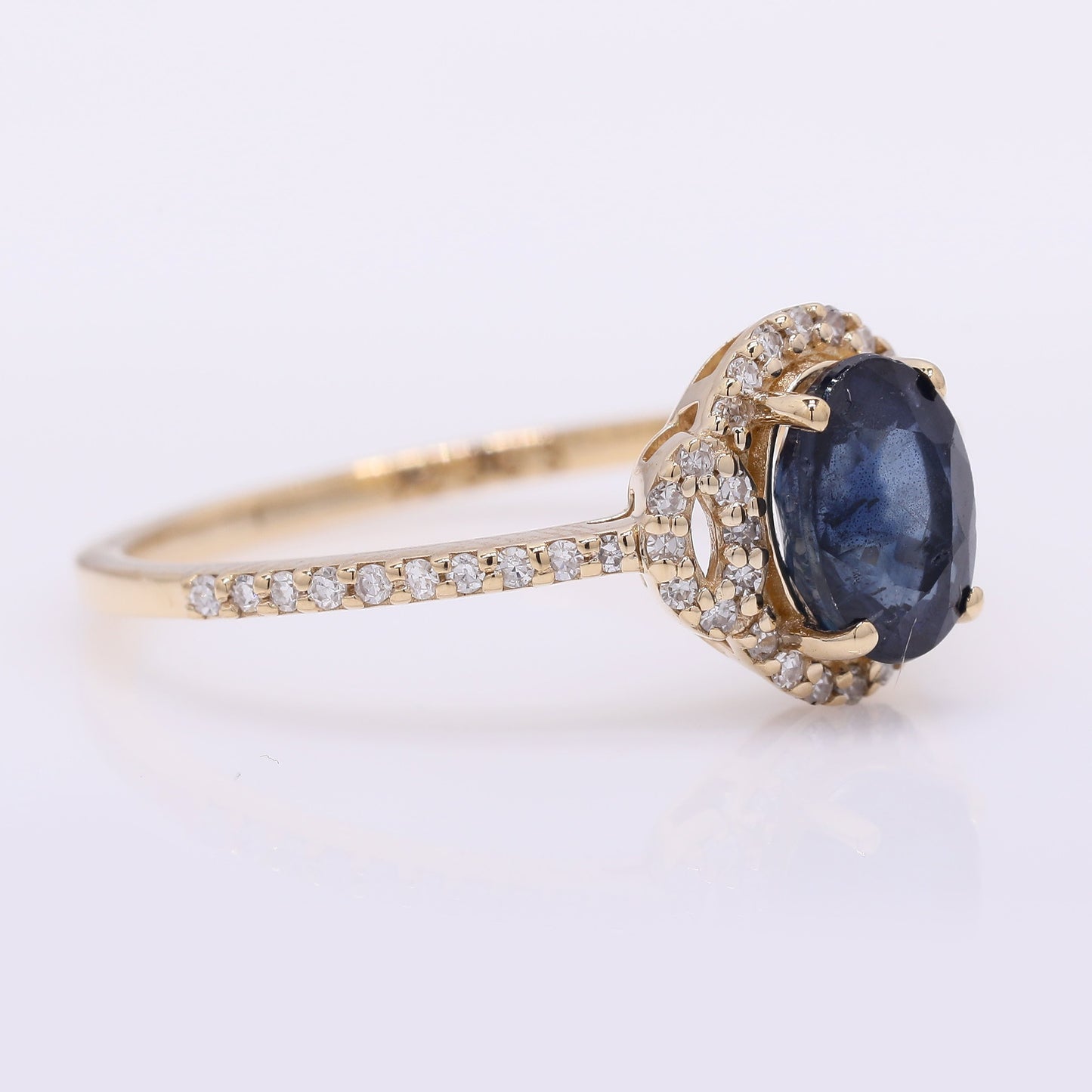 1.45 Ct Oval Mixed Cut Natural Sapphire 14K Gold Ring