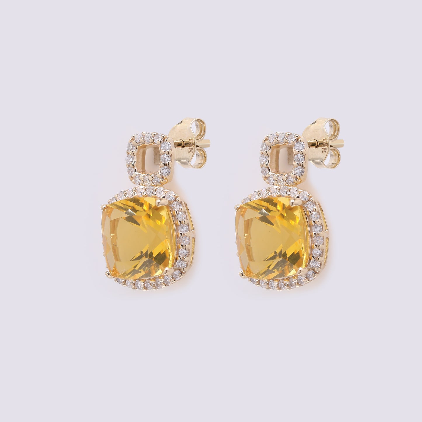 2.12 Ct Cushion Mixed Cut Natural Fire Opal 14K Gold Earrings