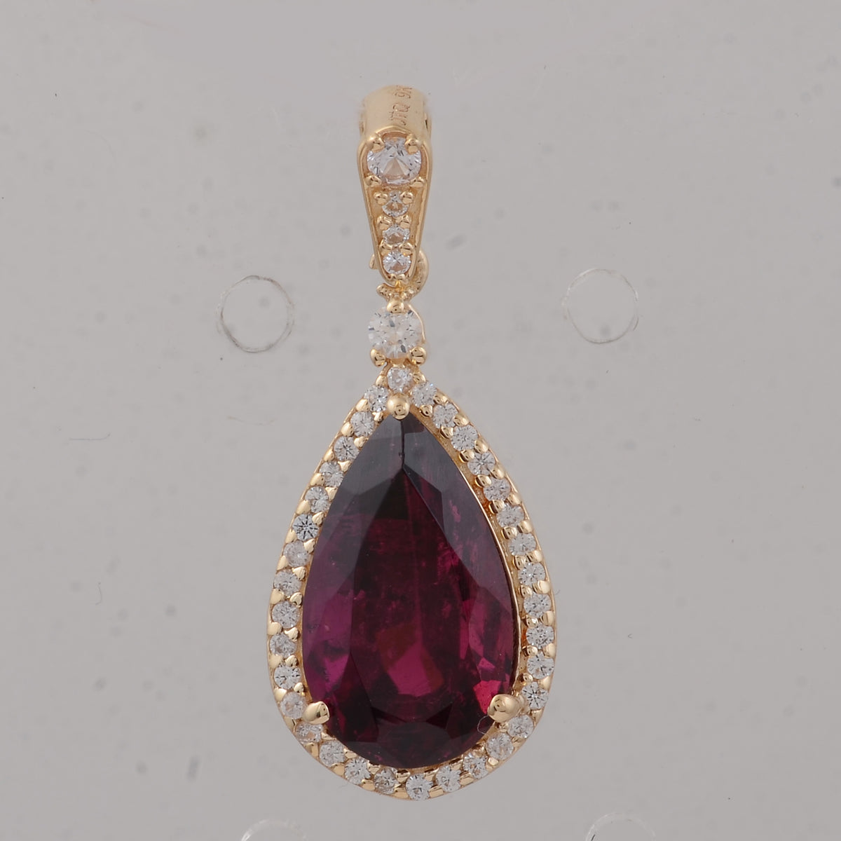 2.95 Ct Pear Rubellite 9K Gold Pendant